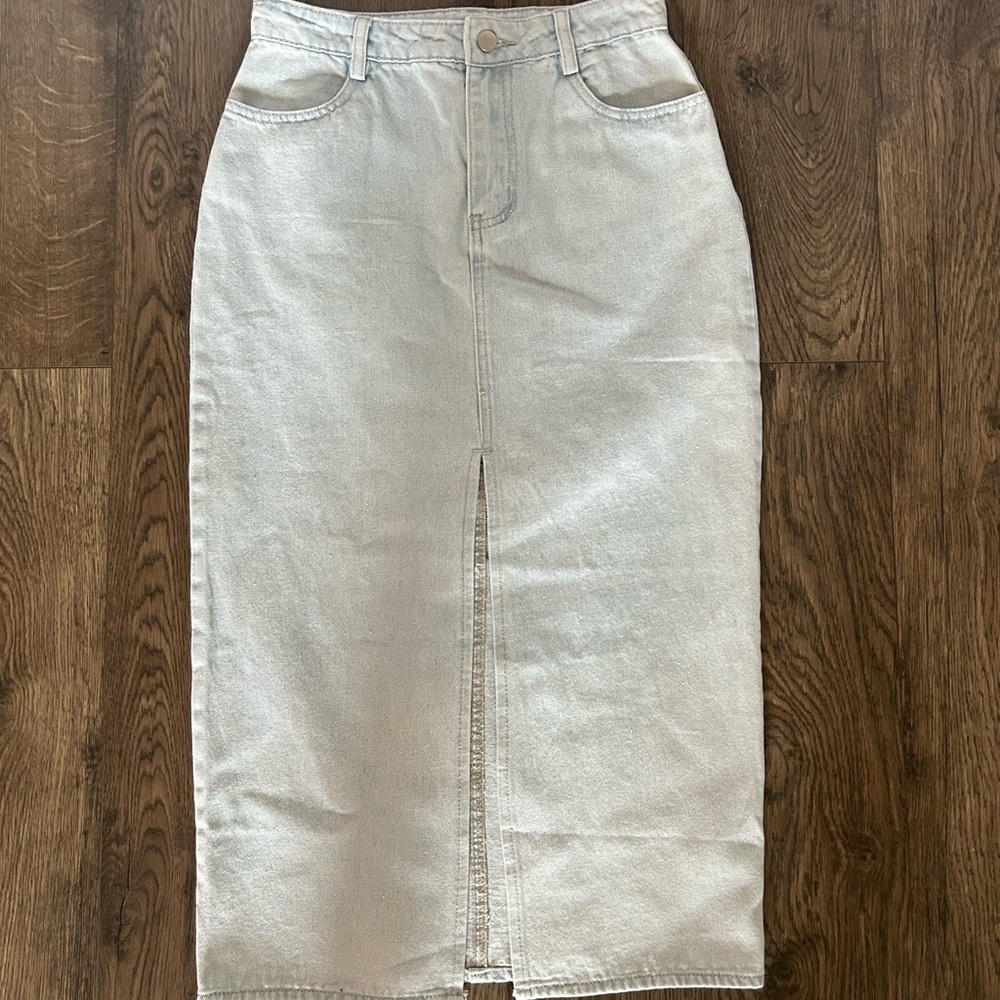 LELIS COLLECTION light blue long denim pencil skirt